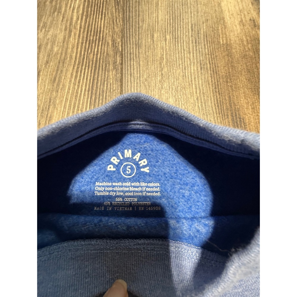 Minimalist Primary Sweatshirt Heather Blue Cotton Blend Streetwear Kids - Picture 3 of 3